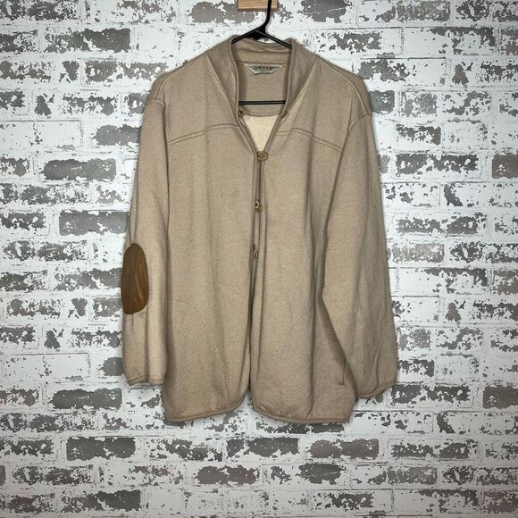 Orvis | women vintage lightweight tan jacket with leather accents - Picture 8 of 11
